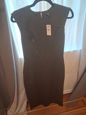 Express Charcoal Gray Sleeveless Midi Sheath Dress